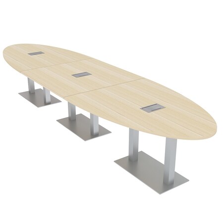 Skutchi Designs 45 in W, 165.75 in L, 29 in H, Engineered Wood Top, Brown HAR-OVL-45X166-DOU-ELEC-XD08